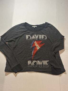Junk Food David Bowie Graphic Long Sleeve Crop Top Size XS Women’s